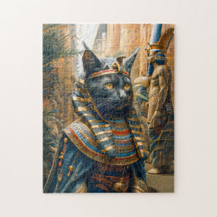 Ägyptische Pharao-Katze mit gestreifter Hitze Puzzle