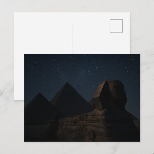 Ägyptische Postcard Sphinx Pyramids Night Sky Postkarte (Vorne/Hinten)