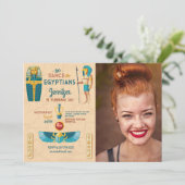 Ägyptische Pyramiden Birthday Pharaohs Foto Einladung (Stehend Vorderseite)