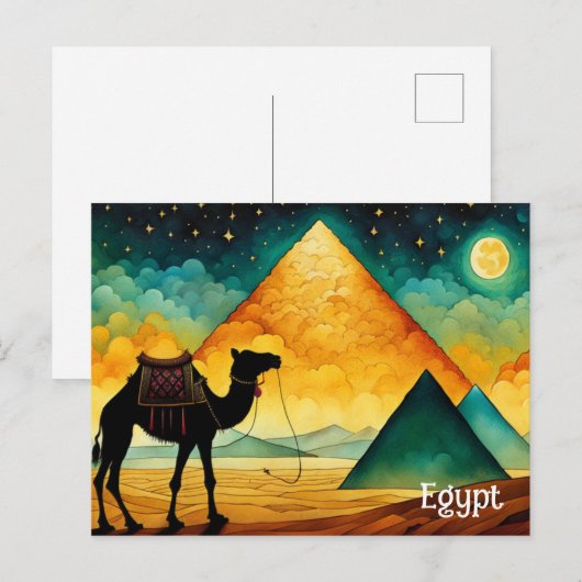 Ägyptische Pyramiden Camel Wüste Postkarte (Vorne/Hinten)