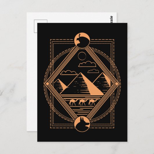 Ägyptische Pyramiden Camels Anubis Horus Geometry Postkarte (Vorne/Hinten)