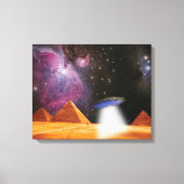 Ägyptische Pyramiden Gizeh trifft Raum und UFO Leinwanddruck (Vorderseite)