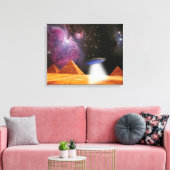 Ägyptische Pyramiden Gizeh trifft Raum und UFO Leinwanddruck (Insitu (Wohnzimmer))