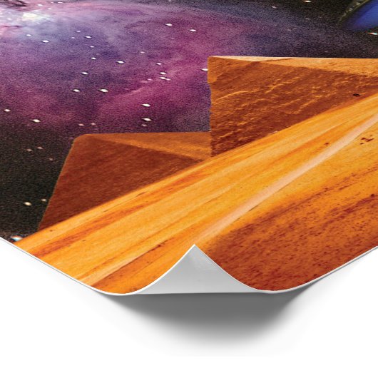 Ägyptische Pyramiden Gizeh trifft Raum und UFO Poster (Ecke)