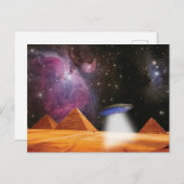 Ägyptische Pyramiden Gizeh trifft Raum und UFO Postkarte (Vorne/Hinten)