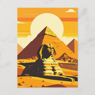 Ägyptische Pyramiden und Sphinx Vintage Postkarte