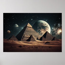 Ägyptische Pyramiden unter einem mystischen Himmel Poster