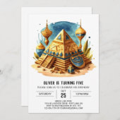 ägyptische Pyramiden zum Geburtstag Einladung (Vorne/Hinten)