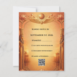 Ägyptische RSVP-Karte Gold & Blau RSVP Karte