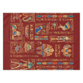 Ägyptische Schriftzeichen und Gottheiten auf rot Tischdecke (Vorderseite (Horizontal))