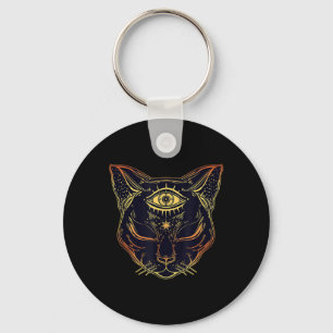 Ägyptische Schwarze Katze Halloween Boho - Gothic  Schlüsselanhänger