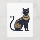 Ägyptische Schwarzkatze Elegante Feline Postkarte (Vorderseite)
