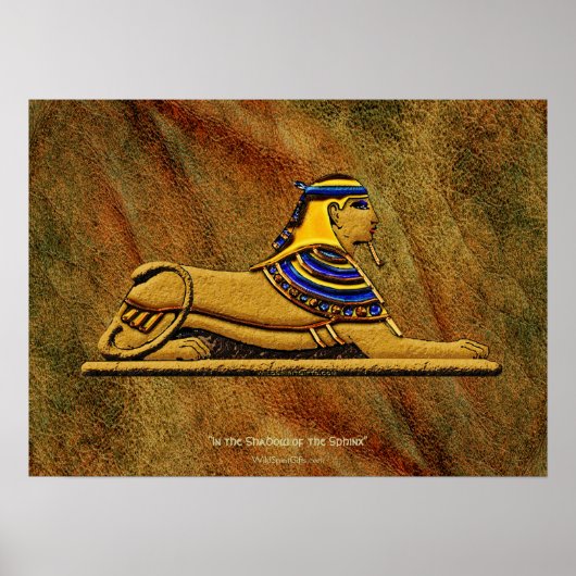 Ägyptische Sphinx auf Ledereffekt Art Poster (Vorne)