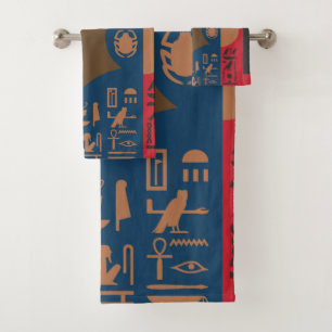 Ägyptische Symbole Art-Déco-Zusammensetzung #1 Badhandtuch Set