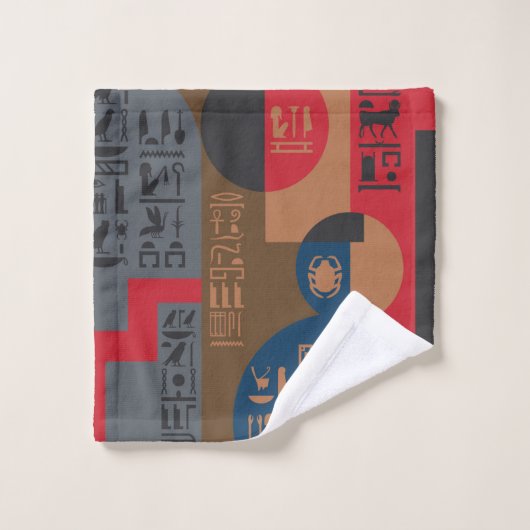 Ägyptische Symbole Art-Déco-Zusammensetzung #1 Badhandtuch Set (Waschlappen)