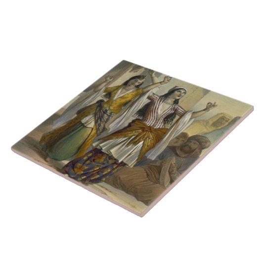 Ägyptische Tanzen-Mädchen darstellend das Ghawazi Fliese (Seite)