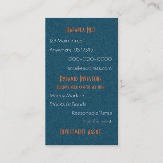 Ägyptische Topaz-goldene Pyramide-abstrakte Kunst Visitenkarte (Vorderseite)