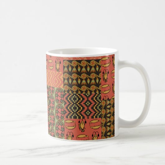 Ägyptische Tribal-Faux-Patchwork-Kaffeetasse Kaffeetasse (Rechts)