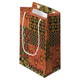 Ägyptische Tribal Red Green Black Imitats Patchwor Kleine Geschenktüte