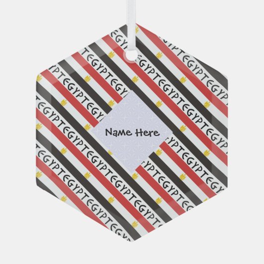 Ägyptische und ägyptische Flagge mit Ihrem Namen Ornament Aus Glas (Vorderseite)