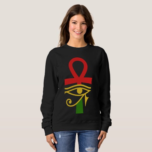 Ägyptischer Ancient Ägyptens Ankh Eye of Horus Kem Sweatshirt (Vorne ganz)