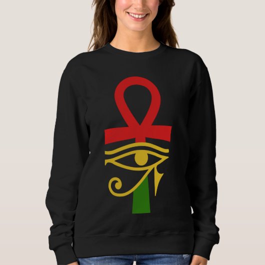 Ägyptischer Ancient Ägyptens Ankh Eye of Horus Kem Sweatshirt (Vorderseite)