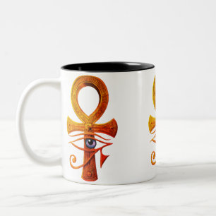 Ägyptischer Ankh Auge des alten Horus Symbol Prote Zweifarbige Tasse