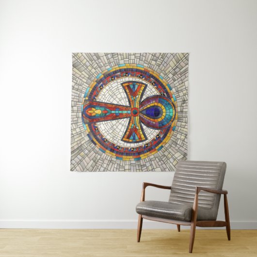 Ägyptischer Ankh Cross-Mosaik Art Wandteppich (Beispiel (Horizontal))