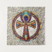 Ägyptischer Ankh Cross-Mosaik Art Wandteppich (Vorderseite)