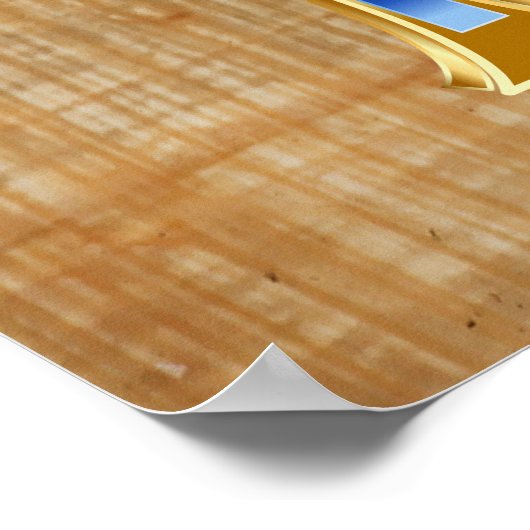 Ägyptischer Ankh - Gold und Blue Design Poster (Ecke)