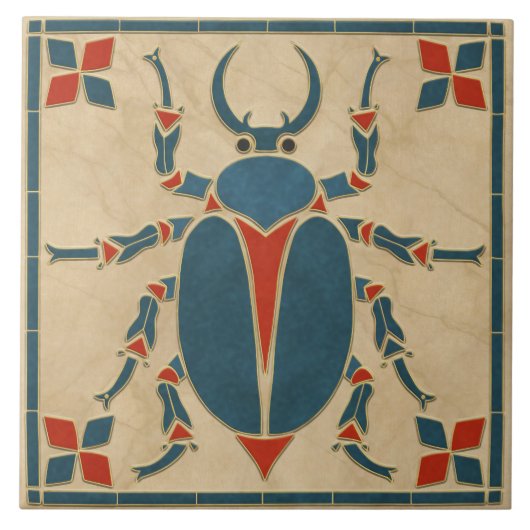 Ägyptischer Art Deco Scarab Käfer Fliese (Vorderseite)