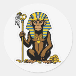 Ägyptischer Baboon-Gold-Schatzsticker Runder Aufkleber