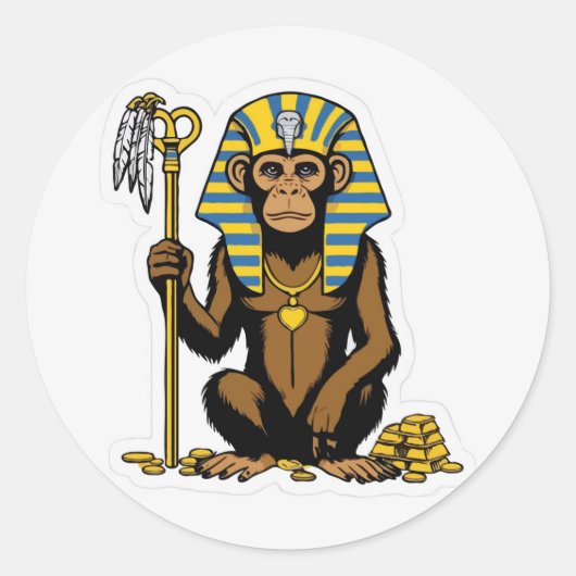 Ägyptischer Baboon-Gold-Schatzsticker Runder Aufkleber (Vorderseite)