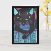 Ägyptischer Bast-schwarze Katze Karte (Gelbe Blume)