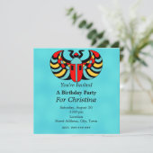 Ägyptischer farbenfroher Scarab-Käfer Geburtstag Einladung (Stehend Vorderseite)