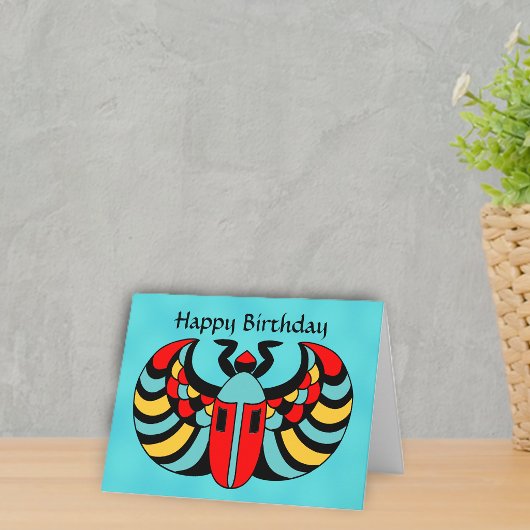 Ägyptischer farbenfroher Scarab-Käfer Geburtstag Karte