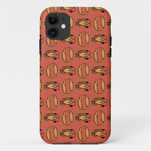 Ägyptischer Fisch, Krokodil auf Red iPhone 5/5 Fal Case-Mate iPhone Hülle (Rückseite)