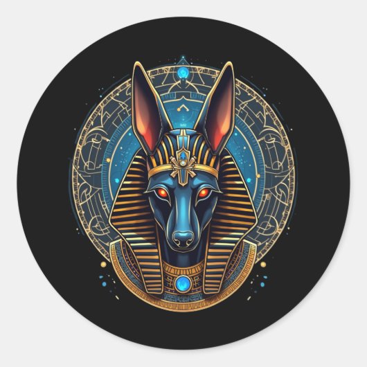 Ägyptischer Gott Anubis Alte Ägyptische Mythologie Runder Aufkleber (Vorderseite)