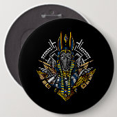 Ägyptischer Gott Anubis altes Wolf-Pharao Button (Vorne & Hinten)