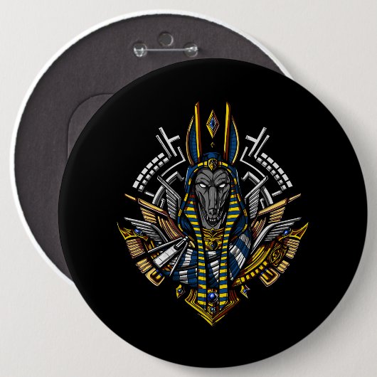 Ägyptischer Gott Anubis altes Wolf-Pharao Button (Vorne & Hinten)