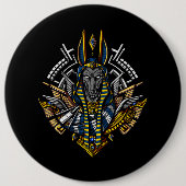 Ägyptischer Gott Anubis altes Wolf-Pharao Button (Vorderseite)