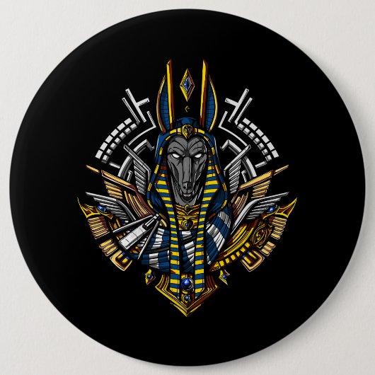 Ägyptischer Gott Anubis altes Wolf-Pharao Button (Vorderseite)