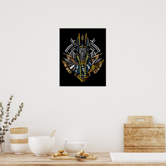Ägyptischer Gott Anubis Ancient Wolf Pharaoh Poster (Küche)