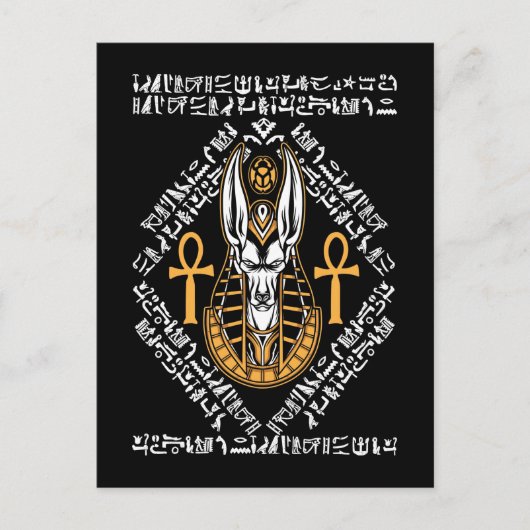 Ägyptischer Gott Anubis Ankh Ägypten Hieroglyphen Postkarte (Vorderseite)