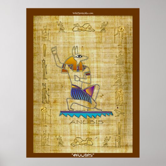Ägyptischer Gott "ANUBIS on Papyrus" Art Poster (Vorne)