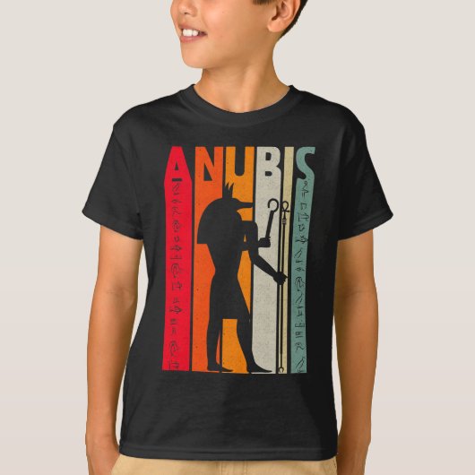 Ägyptischer Gott Anubis Retro Ägypten Hieroglyphen T-Shirt (Vorderseite)