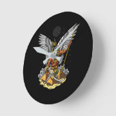 Ägyptischer Gott Horus Alte Pyramiden Ankh Mytholo Runde Wanduhr (Winkel)