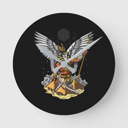 Ägyptischer Gott Horus Alte Pyramiden Ankh Mytholo Runde Wanduhr (Vorderseite)