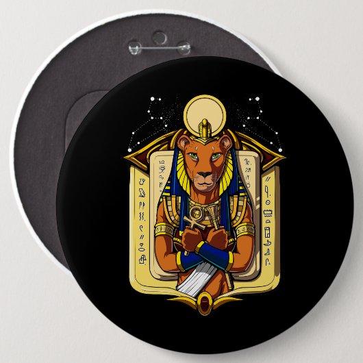 Ägyptischer Göttin-Löwin Sekhmet Gott Bastet Button (Vorne & Hinten)