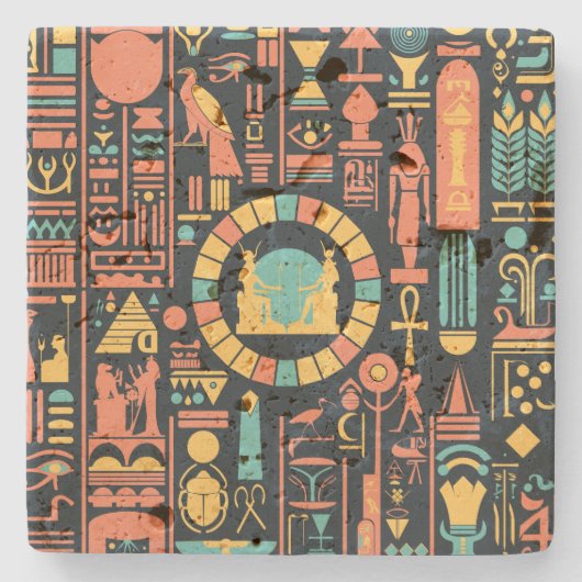 Ägyptischer Hieroglyphen-Stone-Untersetzer Steinuntersetzer (Vorderseite)
